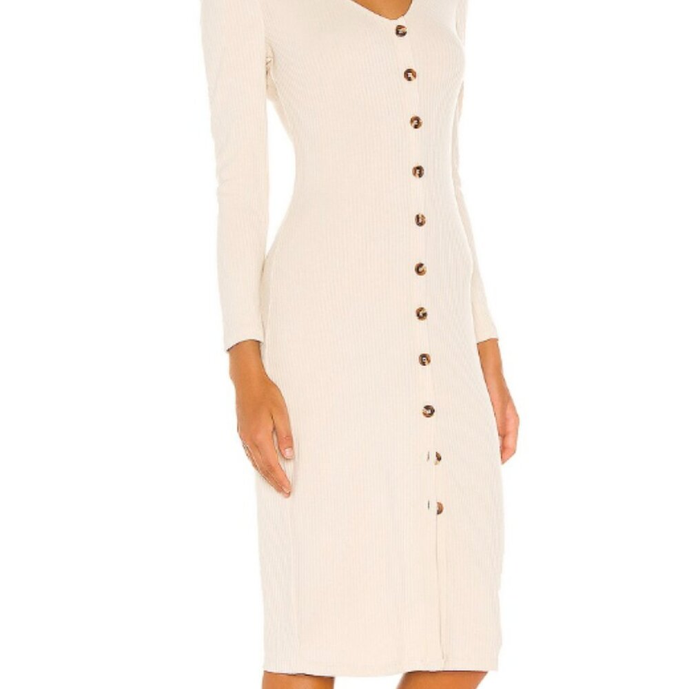 Cream Button-Down Dress